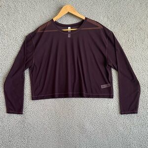 Athleta Sheer Long Sleeve Top Burgundy Size Large